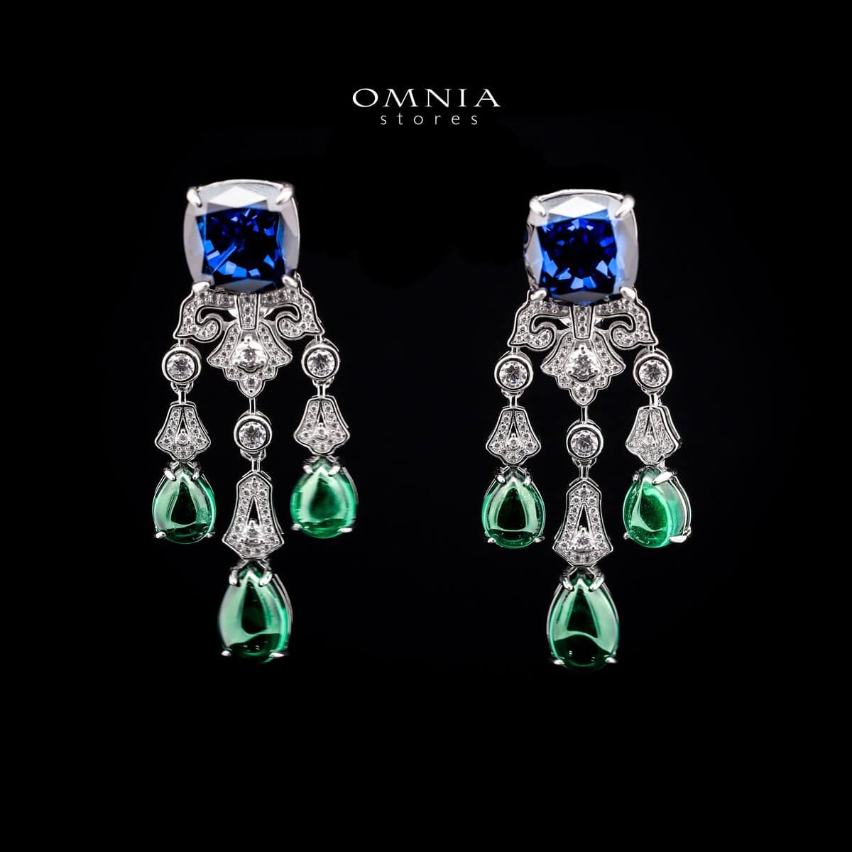 Omnia Saba Earrings in 92.5 Silver High Quality Simulated diamonds - OMNIASTORES UAE