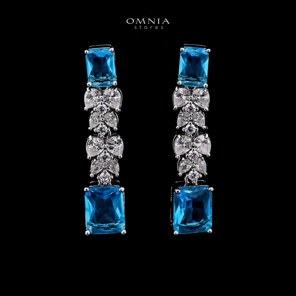 Omnia Amelia Sky Blue Bridal Full Set with Emerald and Pear-Cut High-Quality Simulated Diamonds - OMNIASTORES UAE
