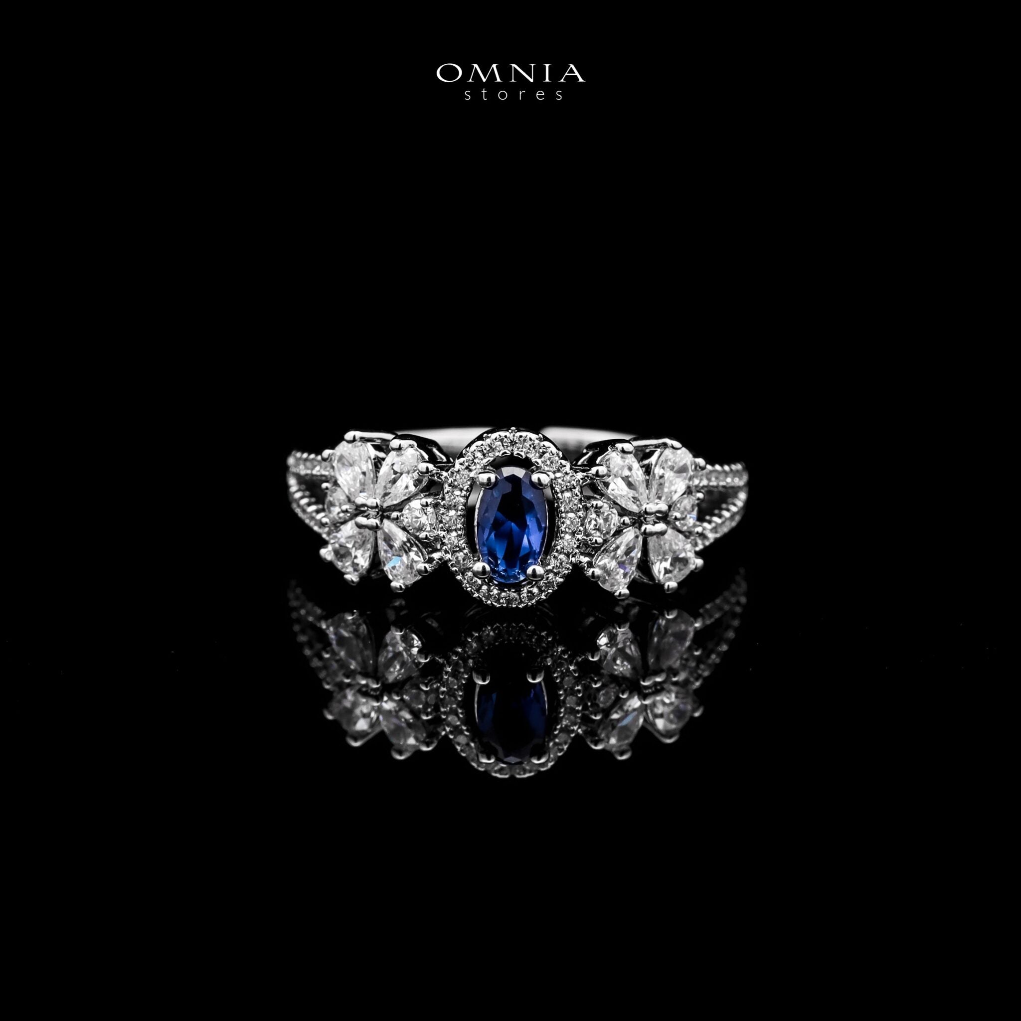 Omnia Mira Blue Bridal Full Set in High Quality Zircon Stone Rhodium Plated - OMNIASTORES UAE