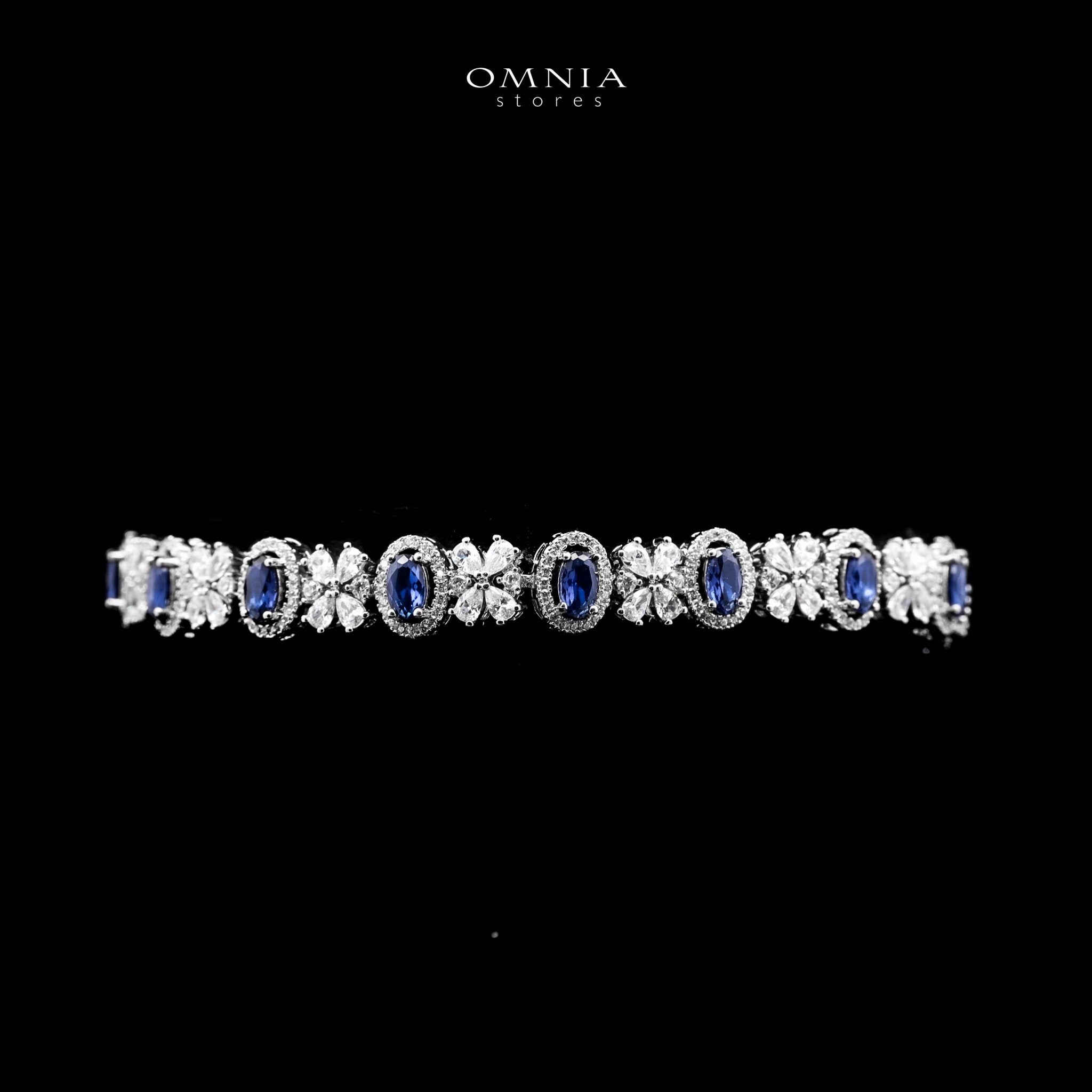 Omnia Mira Blue Bridal Full Set in High Quality Zircon Stone Rhodium Plated - OMNIASTORES UAE