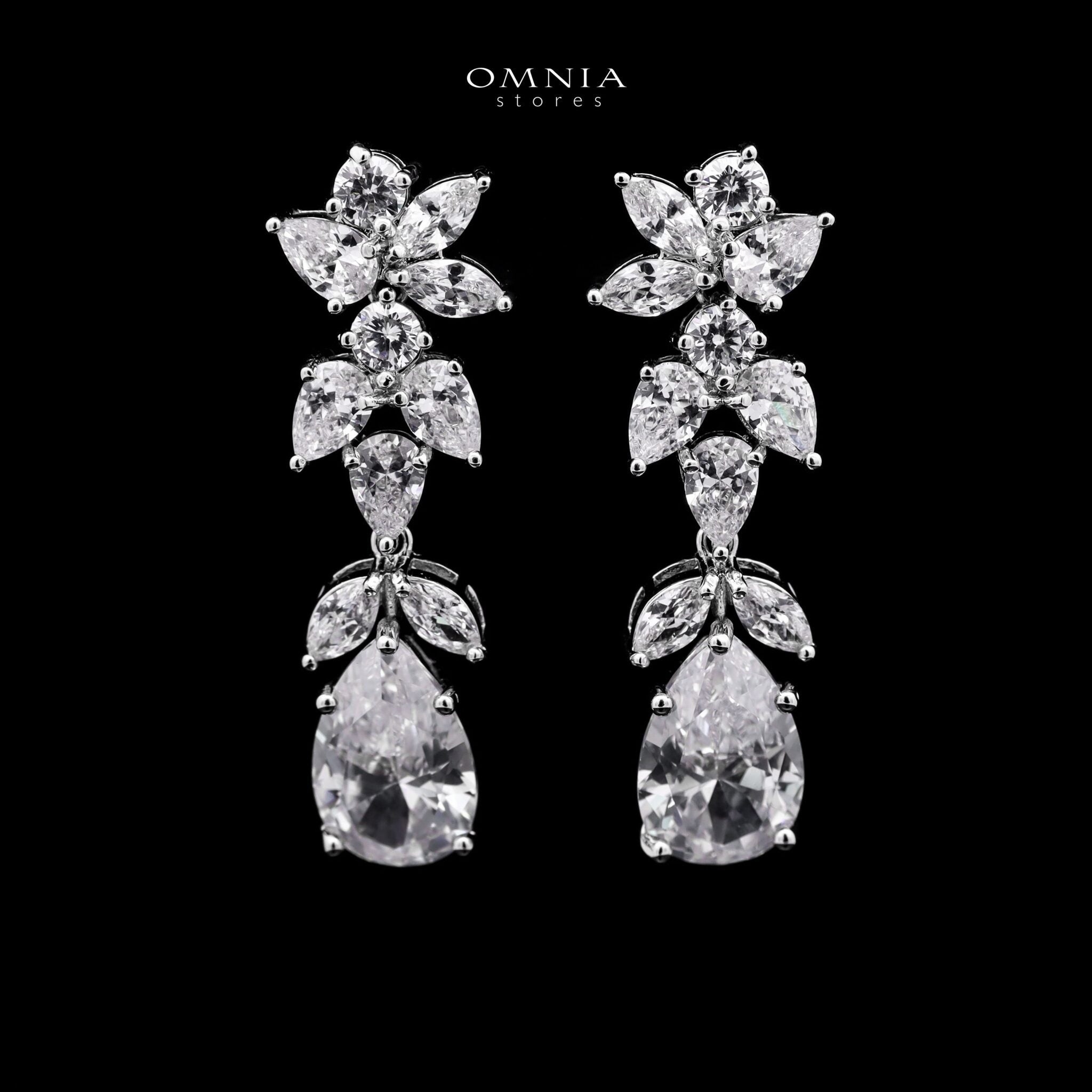 Omnia Princess White Luxury Bridal Full Set with Pear-Cut High-Quality Simulated Diamonds Rhodium Plated - OMNIASTORES UAE