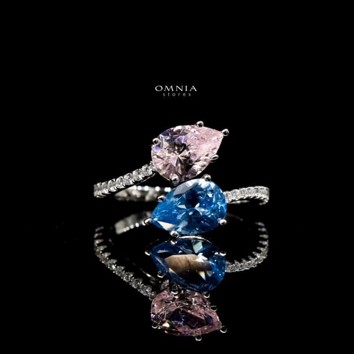Omnia Darlene 92.5 Silver Ring in High Quality Simulated Diamonds - OMNIASTORES UAE