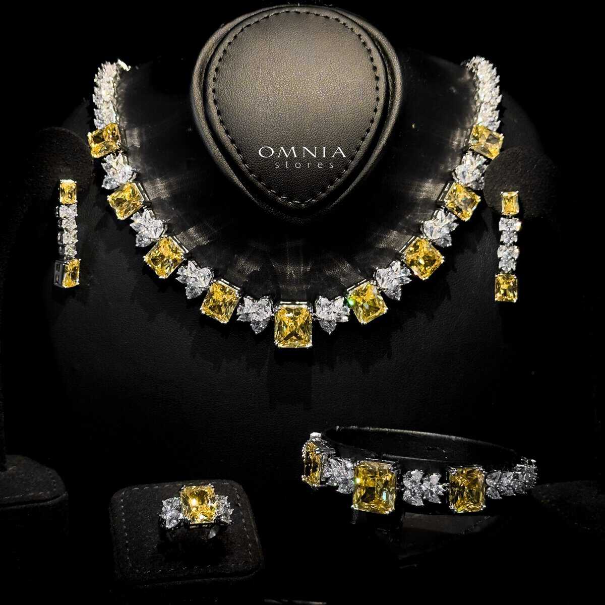 Omnia Amelia Yellow Bridal Full Set with Radiant and Pear-Cut High-Quality Simulated Diamonds - OMNIASTORES UAE