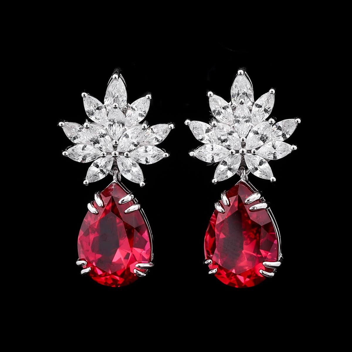 Omnia Cidra Red Earrings in 92.5 Silver High Quality Simulated Diamonds - OMNIASTORES UAE