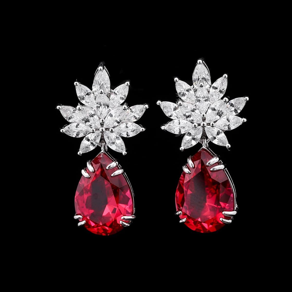 Omnia Cidra Red Earrings in 92.5 Silver High Quality Simulated Diamonds - OMNIASTORES UAE