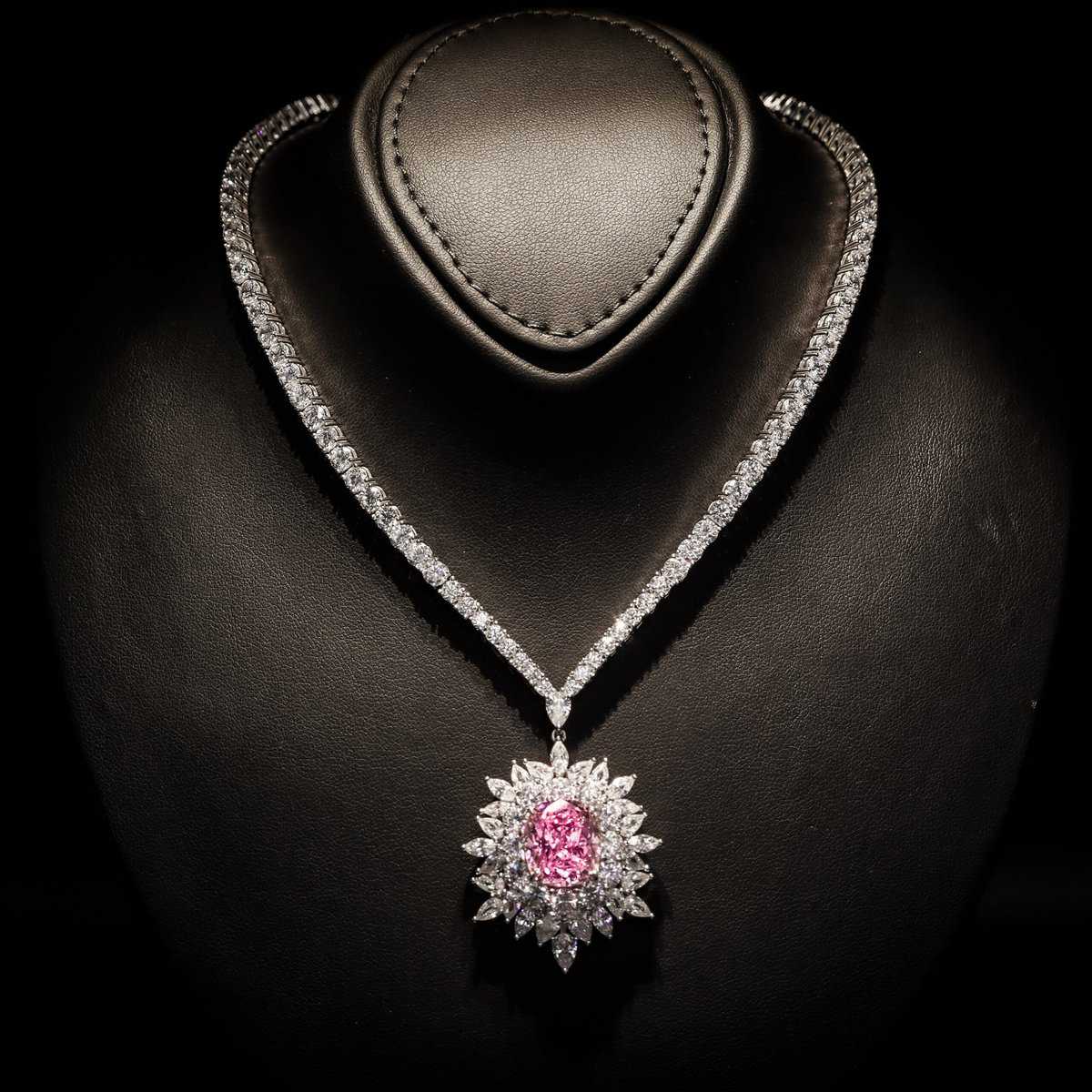 Omnia Thalia Pink Necklace in 92.5 Silver High Quality Simulated diamonds - OMNIASTORES UAE