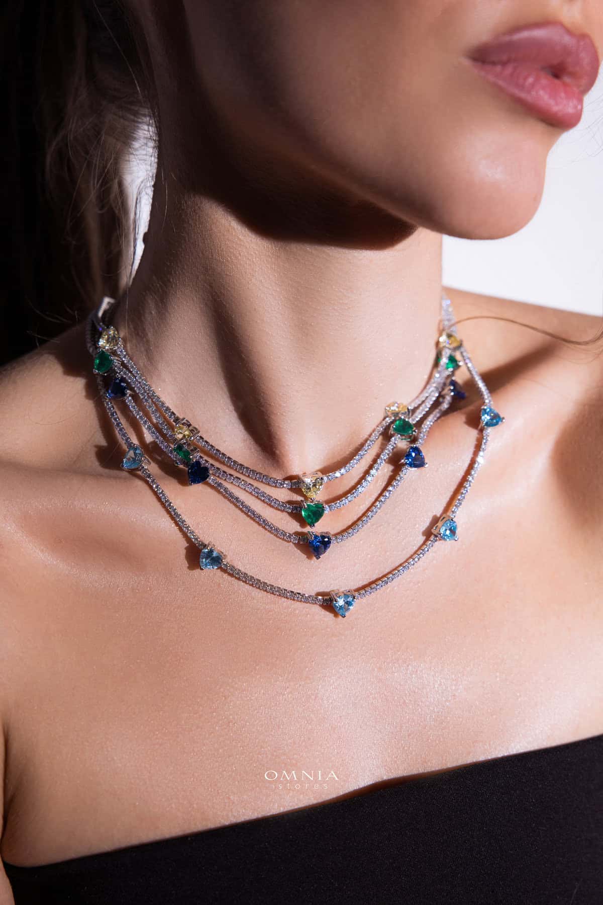 Omnia Louise Sky Blue Necklace In 92.5 Silver High Quality Simulated Diamonds - OMNIASTORES UAE