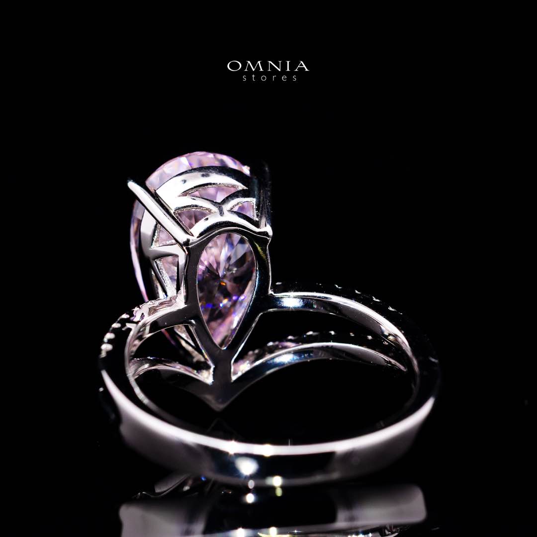 Omnia Zahina Pink and White Silver Ring With High Quality Certified Lab Crafted Stones In 925 Silver