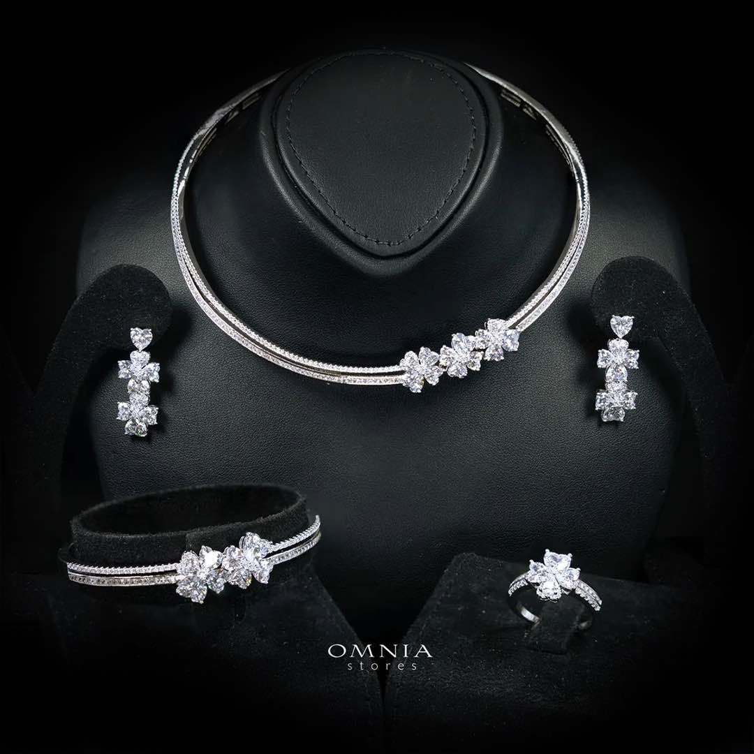 Jocelyn White Bridal Full Set – Premium Rhodium Plated with High-Quality Zircon Stones (6cm only available in KSA)