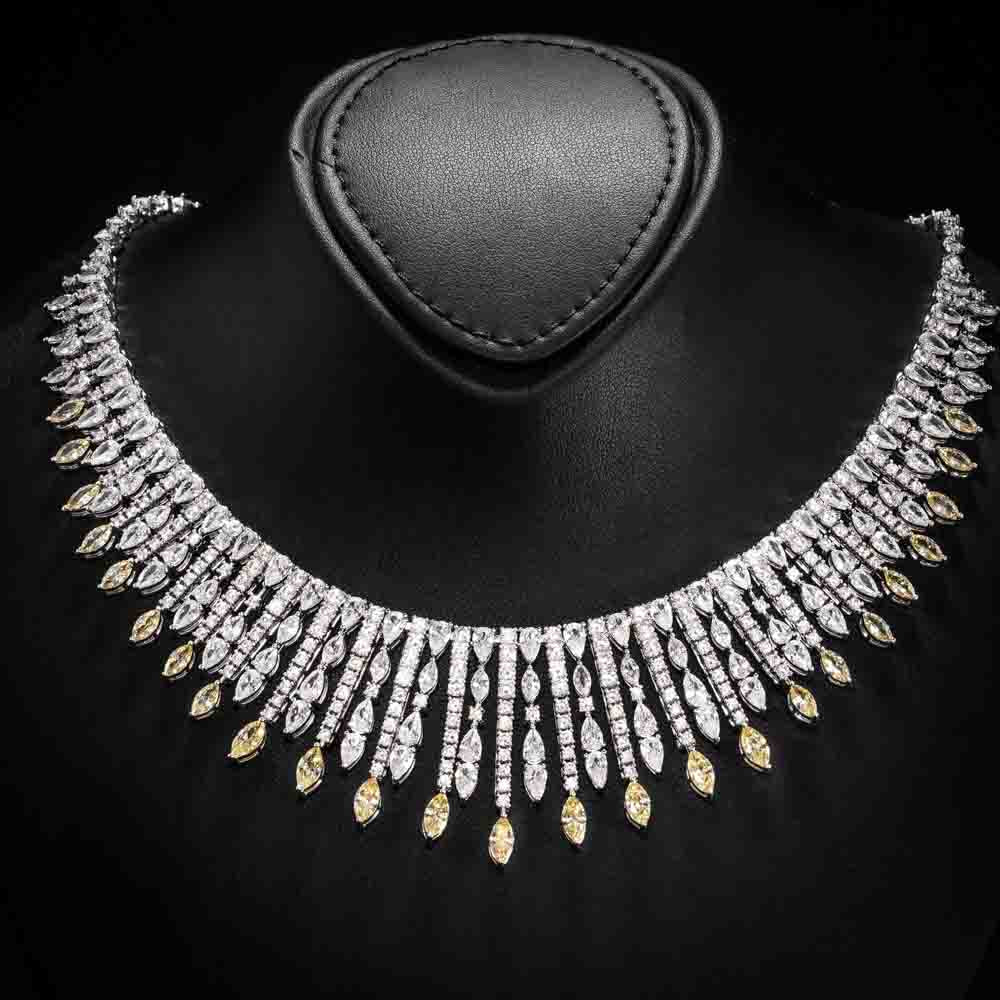 Omnia Lana Yellow Bridal Full Set in High Quality Zircon Stone Rhodium Plated - OMNIASTORES UAE