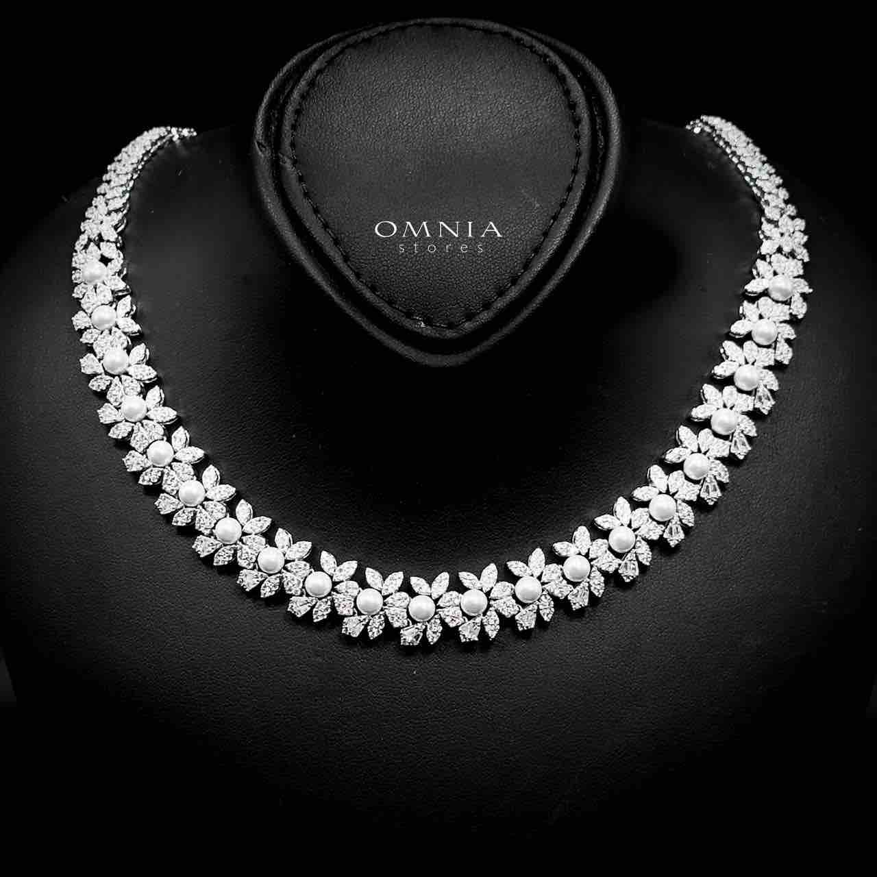 Omnia Maissa Bridal Full Set Accessories in High Quality Zircon Stone in Rhodium Plated - OMNIASTORES UAE