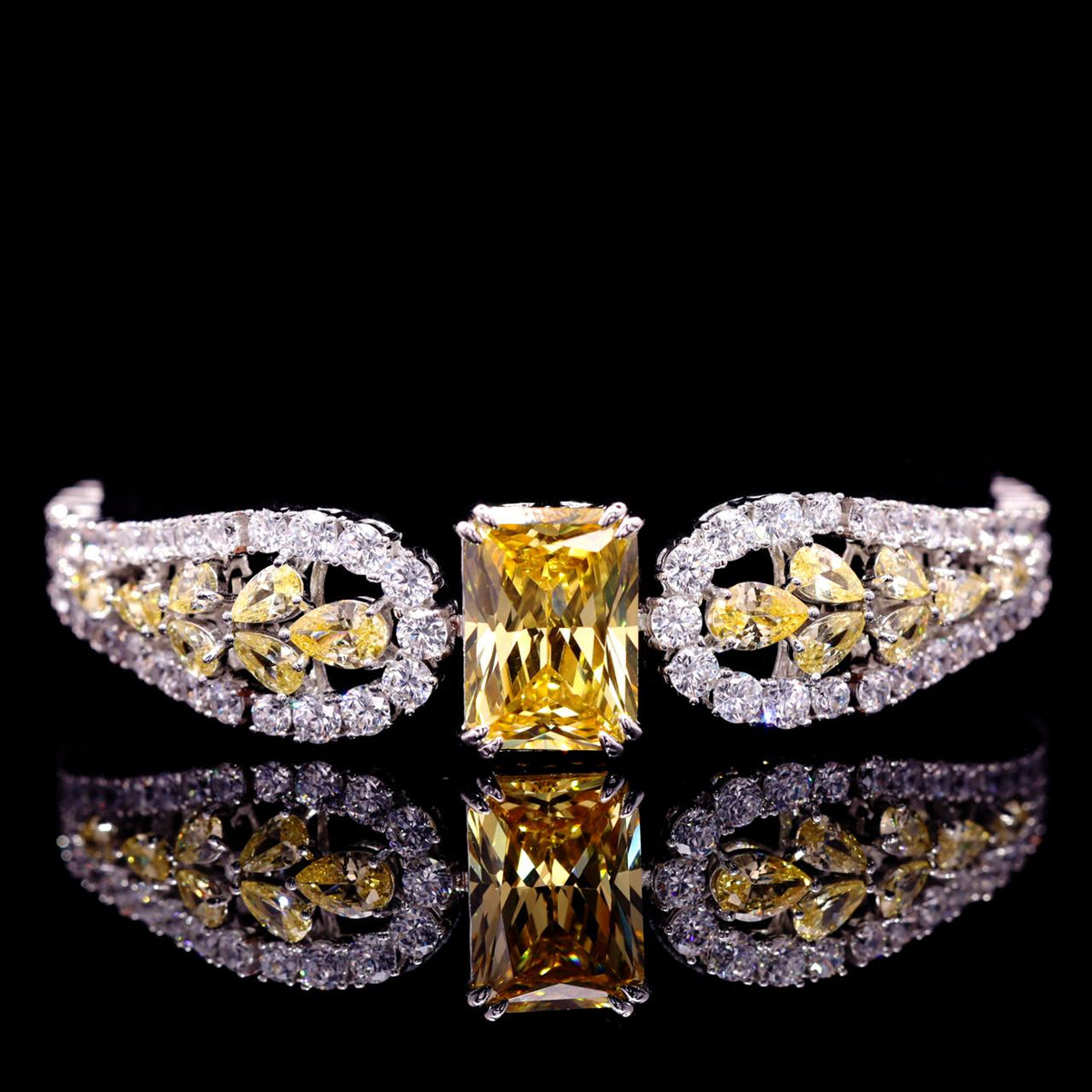 Nadirra Yellow Luxury Bridal Bracelet with High-Quality Zircon Stones Premium Rhodium Plating