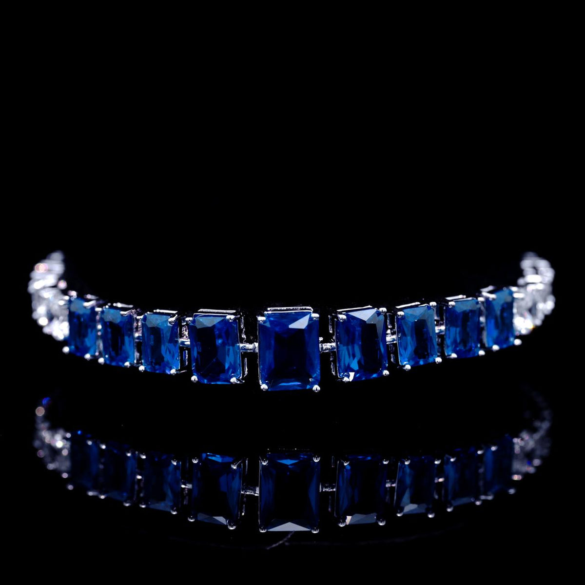Nicole Blue Luxury Bridal Bracelet with High-Quality Zircon Stones Rhodium-Plated Finish