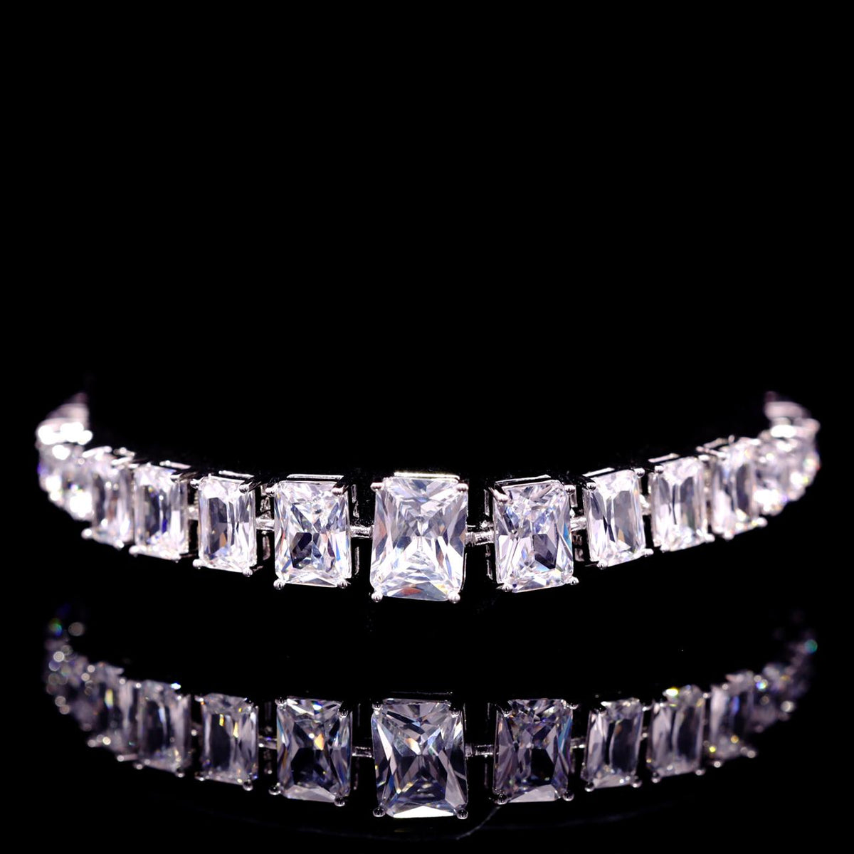 Nicole White Luxury Bridal Bracelet with High-Quality Zircon Stones Rhodium-Plated Finish