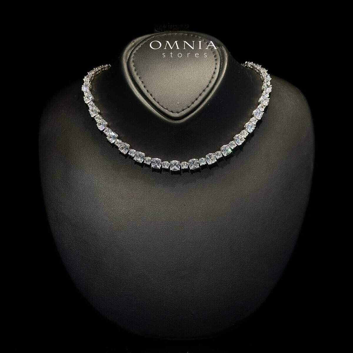 Omnia Amandine White Necklace 92.5 Silver in High Quality Simulated diamonds - OMNIASTORES UAE