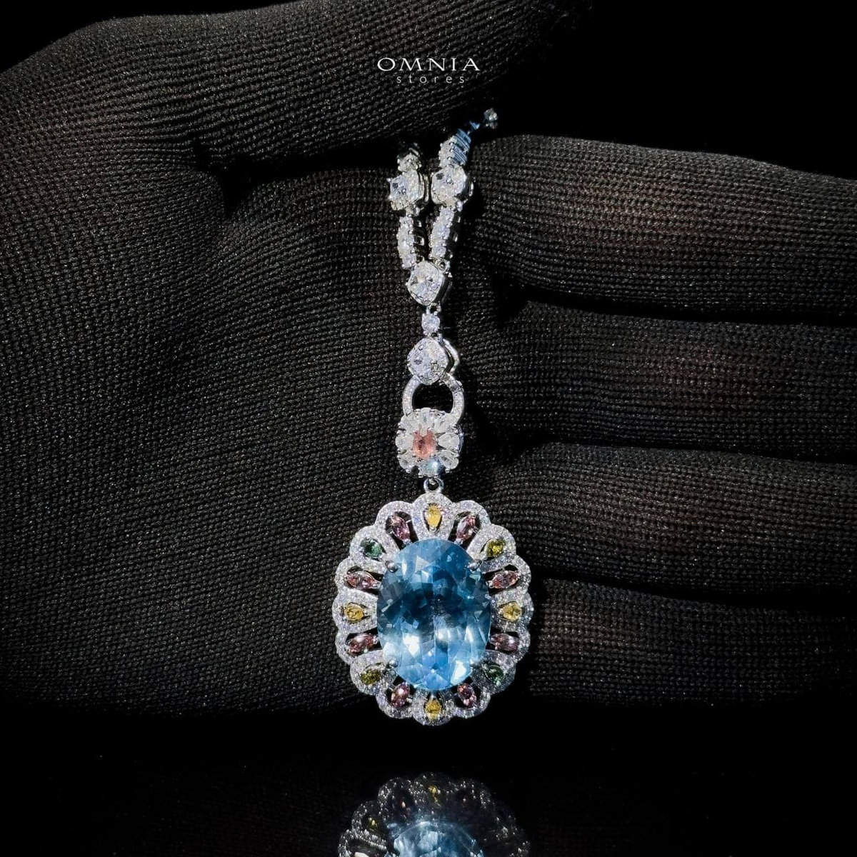 Omnia Laila Necklace in 92.5 Silver High Quality Topaz Stone - OMNIASTORES UAE