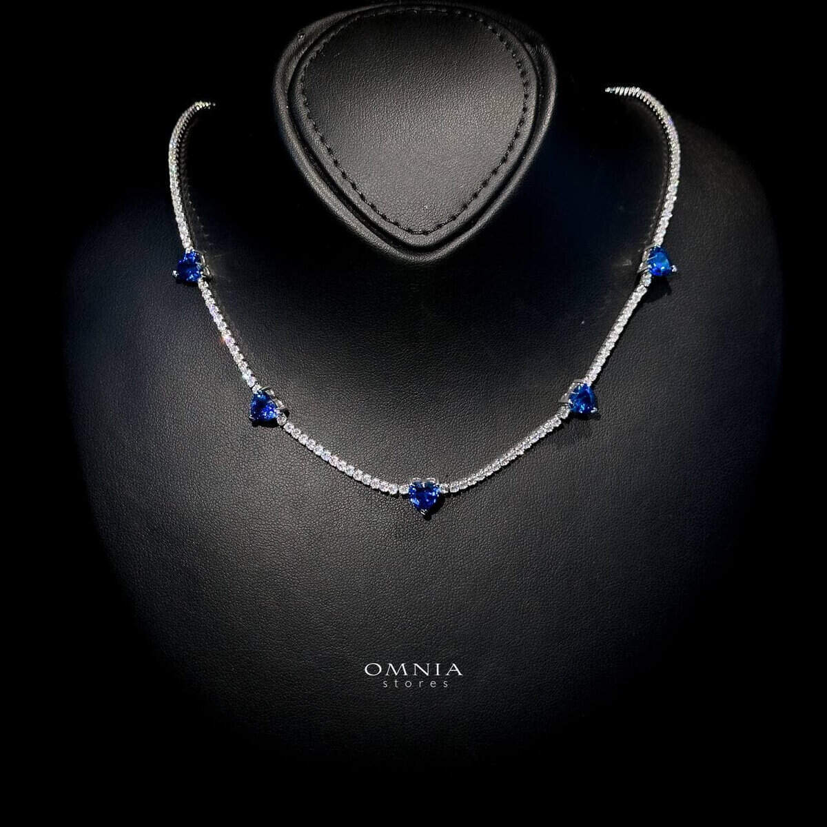 Omnia Louise Blue Necklace 92.5 Silver In High Quality Simulated diamonds - OMNIASTORES UAE
