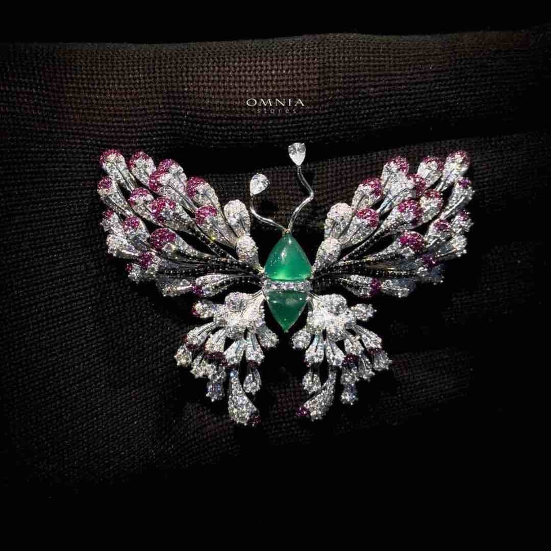 Omnia Omara Butterfly Brooch in 92.5 Pure Silver Tarnish Resistant Plating - OMNIASTORES UAE