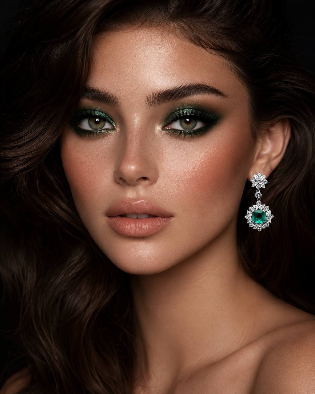 Omnia Rania Turquoise Statement Drop Earrings In 92.5 Silver with High Quality Simulated Diamonds