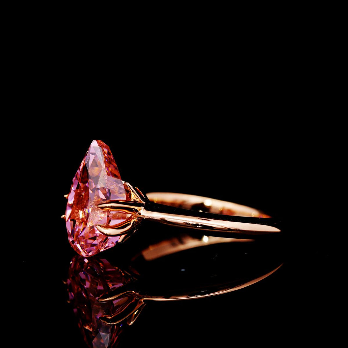Reem Pink Rose Gold-Plated Ring with Certificate | High-Quality Simulated Diamonds in 925 Sterling Silver left