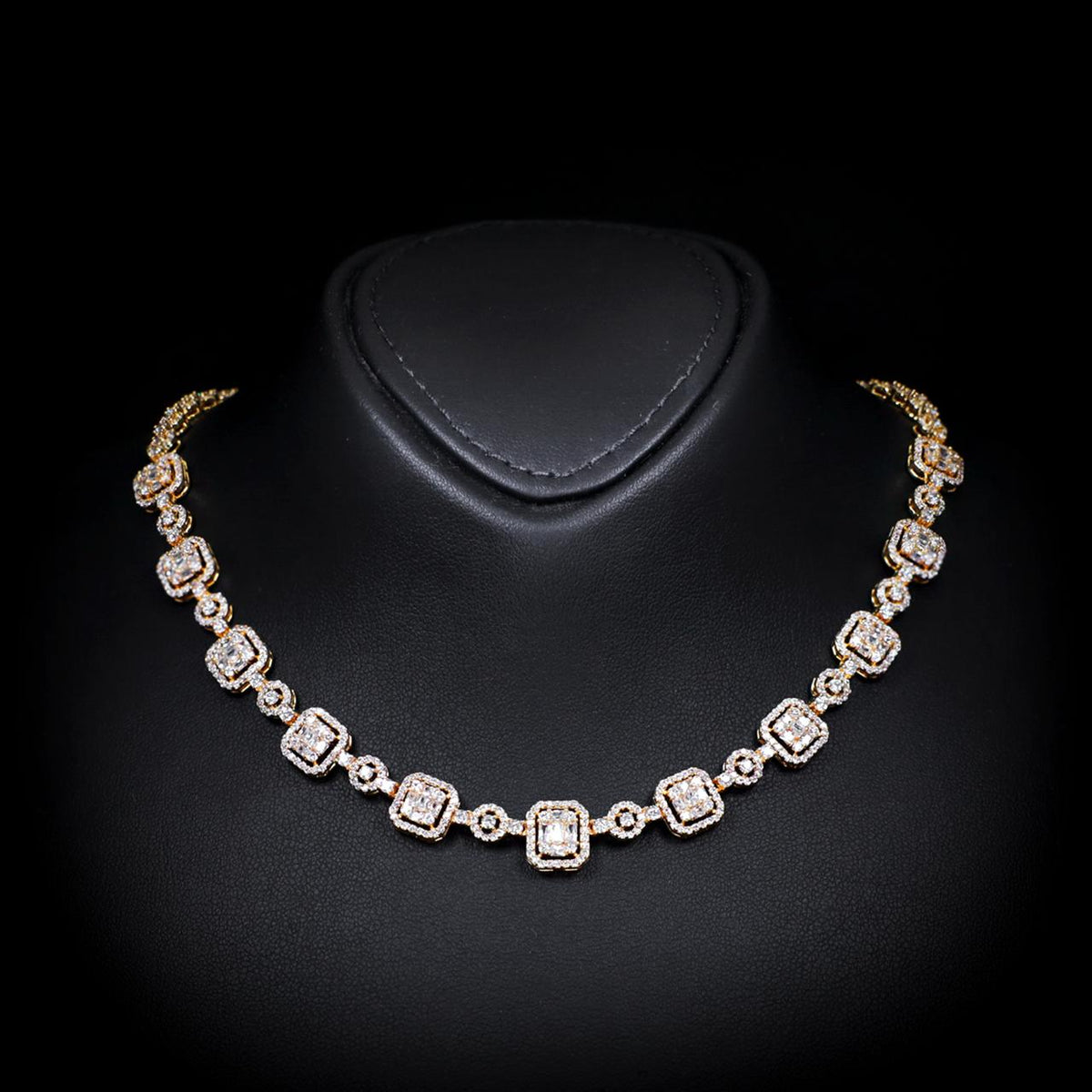 Reena Gold Luxury Bridal necklace with High-Quality Zircon Stones Rhodium Plated