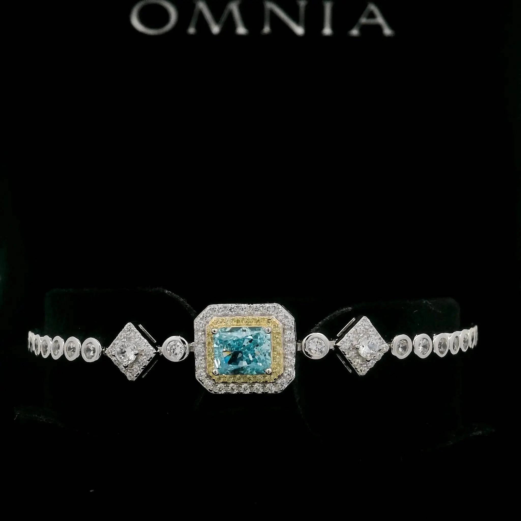 Omnia Almas Blue Elegance Tennis Bracelet in 92.5 Silver with High Quality Simulated Diamonds - OMNIASTORES UAE
