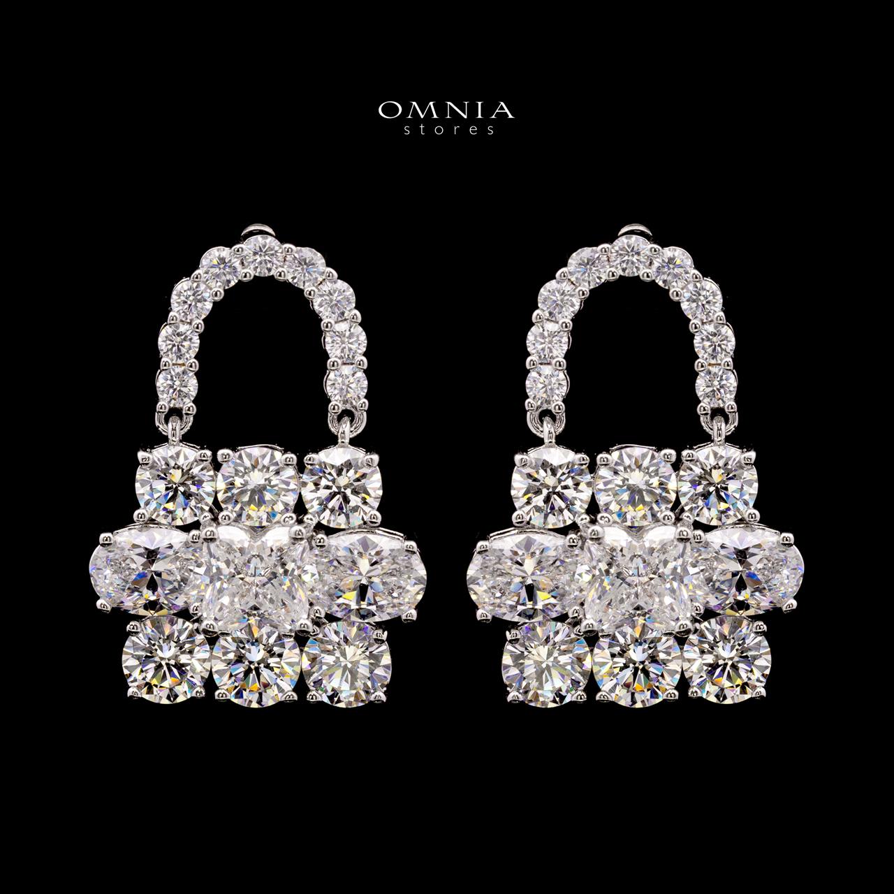 Aila White Lock Design Earrings with High-Quality Premium Simulated Diamonds in 925 Sterling Silver