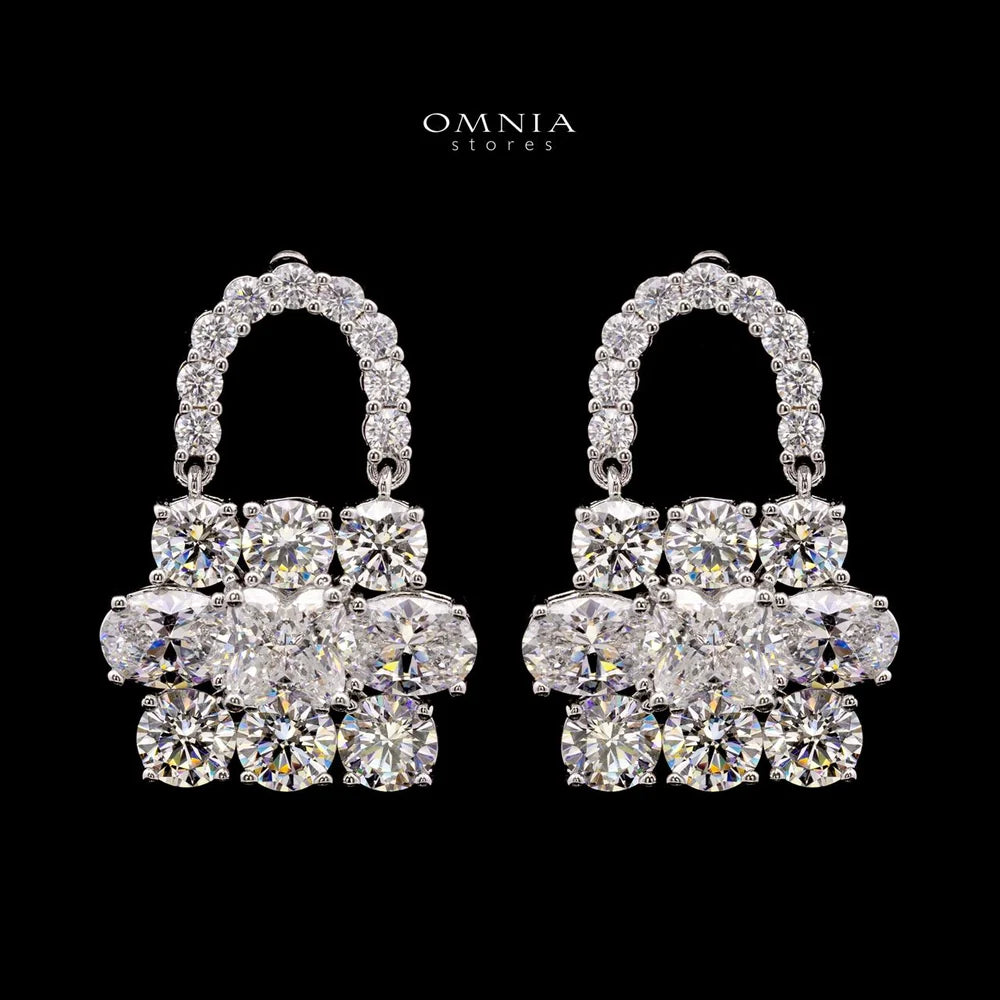 Aila White Lock Design Luxury Earrings with Premium Simulated Diamonds Rhodium-Plated Alloy