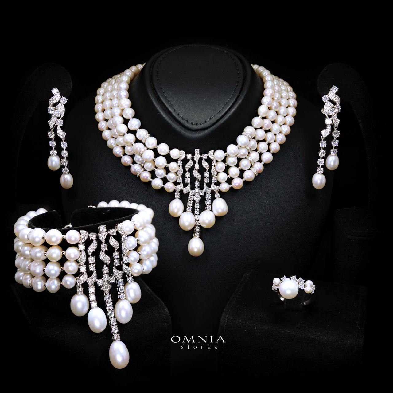 Omnia Behati Fresh Real Water Pearl Set In 925 Silver High Quality Simulated diamonds