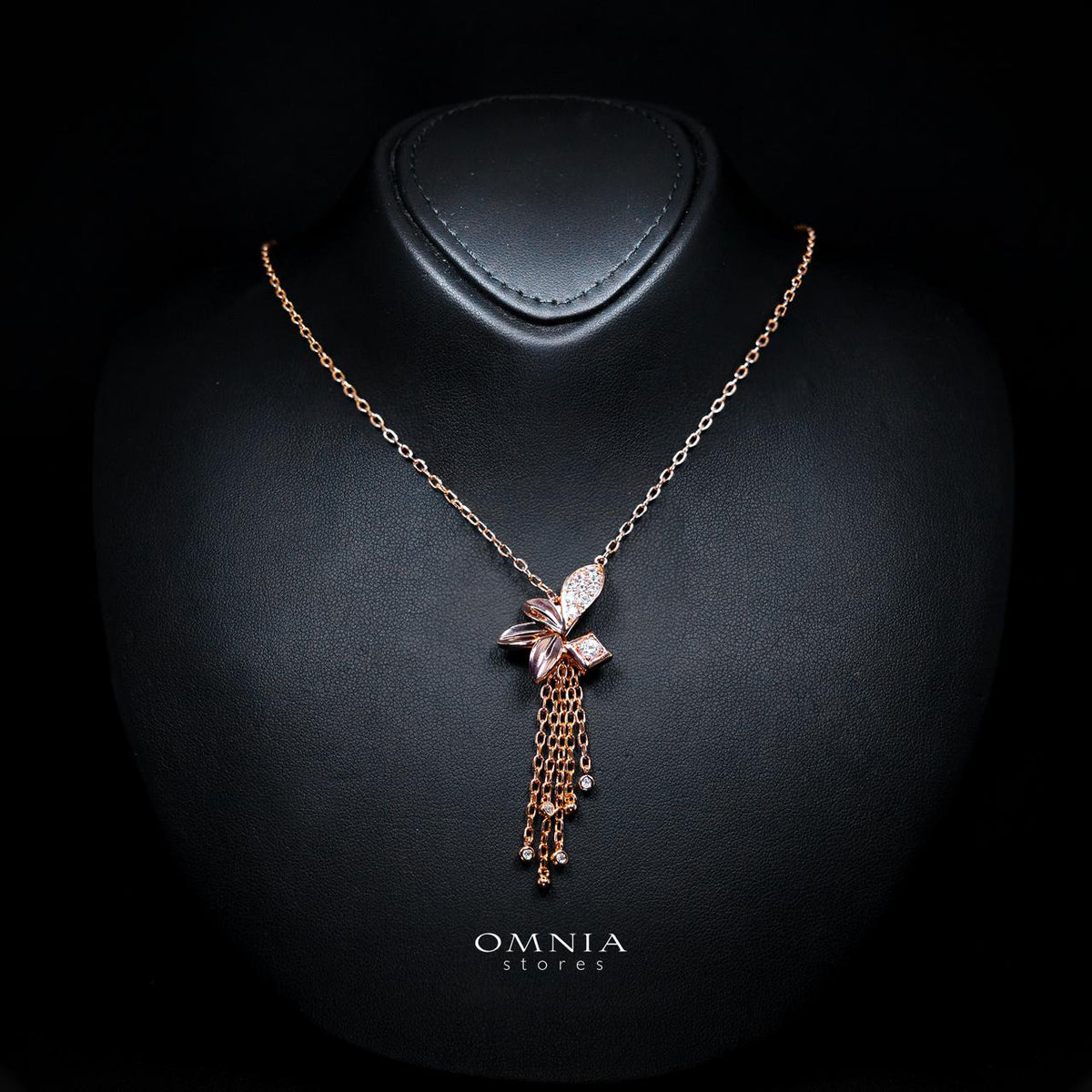 Althea Rose Gold Premium Rhodium-Plated Alloy Necklace with High-Quality Simulated Diamonds