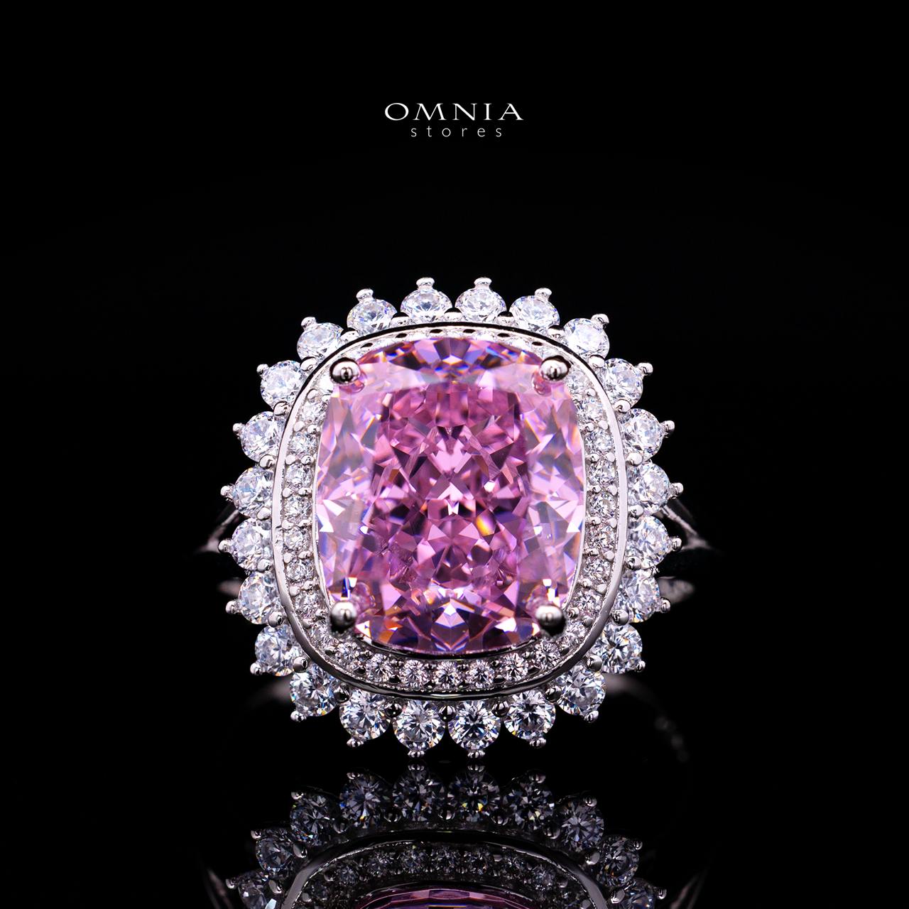 Ylona Pink Ring with Certified Premium Simulated Diamonds in 925 Sterling Silver
