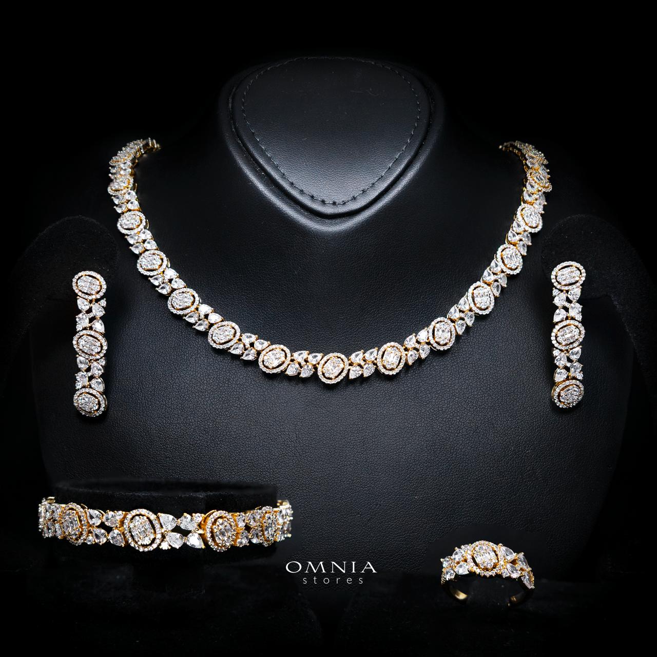 Rahima Gold Luxury Bridal Full Set with High-Quality Simulated Diamonds and Rhodium Plating