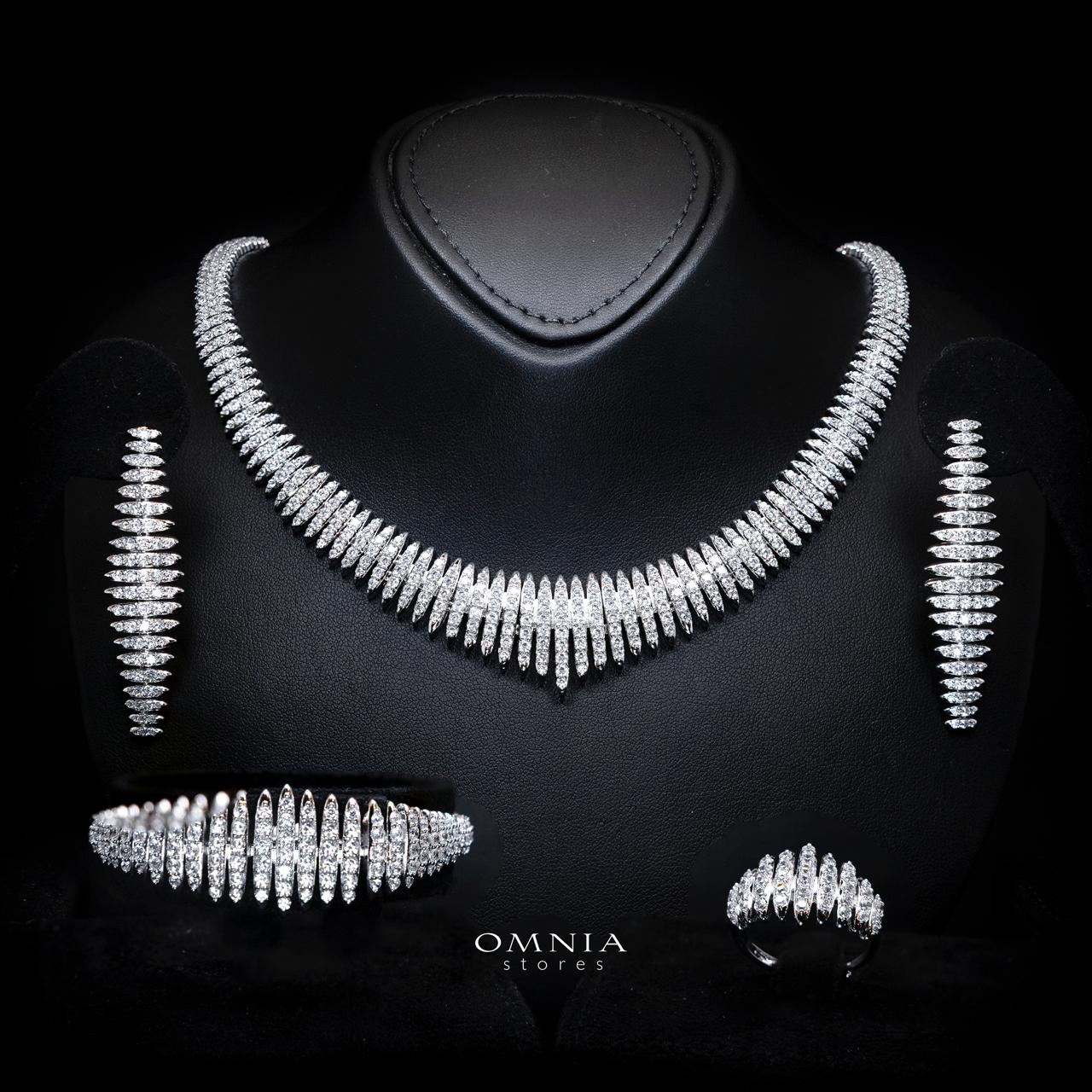 Quincy Bridal Full Set with High-Quality Simulated Diamonds – Rhodium Plated
