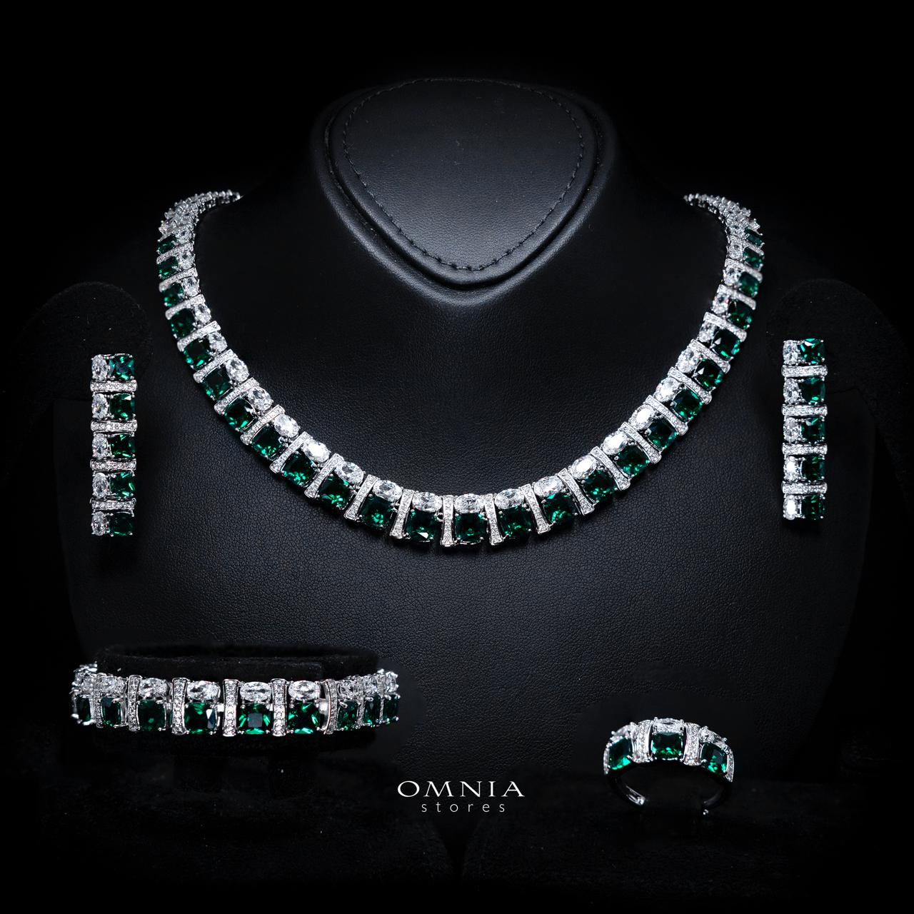 Marley Green Bridal Full Set with High-Quality Simulated Diamonds – Rhodium Plated