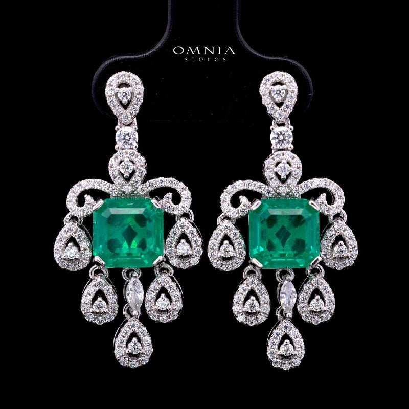 Astella Green Earrings with Certified High-Quality Premium Simulated Diamonds in 925 Sterling Silver