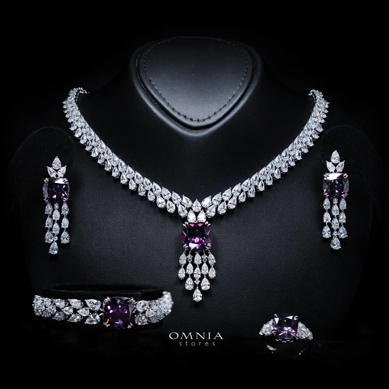 Nazaha Purple Luxury Bridal Full Set with High-Quality Simulated Diamonds – Rhodium Plated
