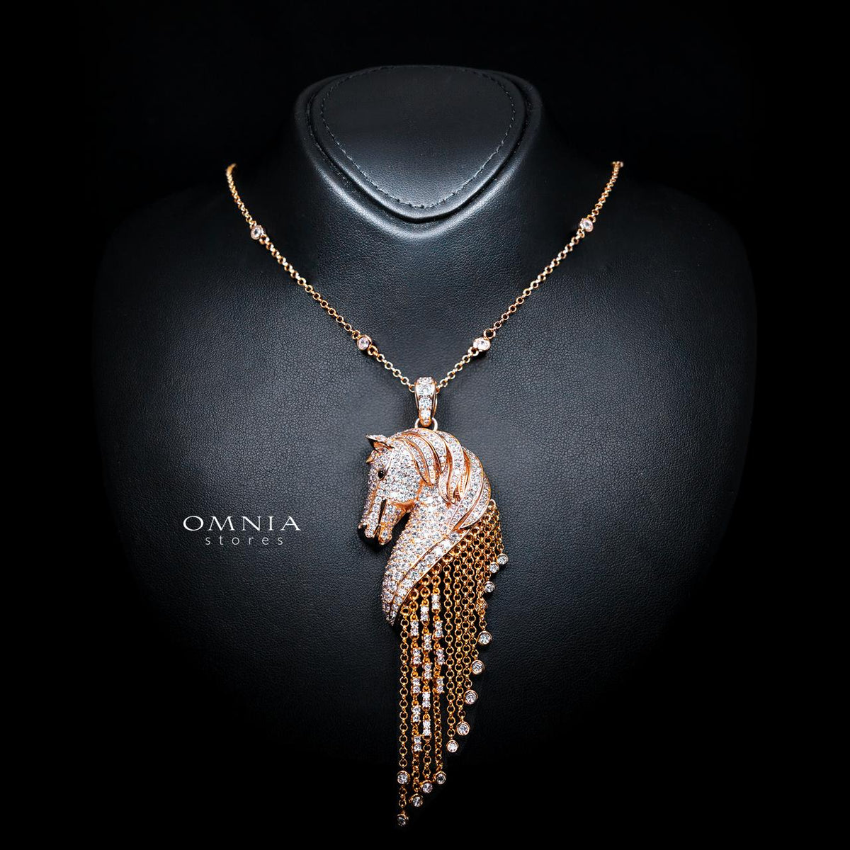 Agatha Rose Gold Premium Rhodium-Plated Alloy Necklace with High-Quality Simulated Diamonds