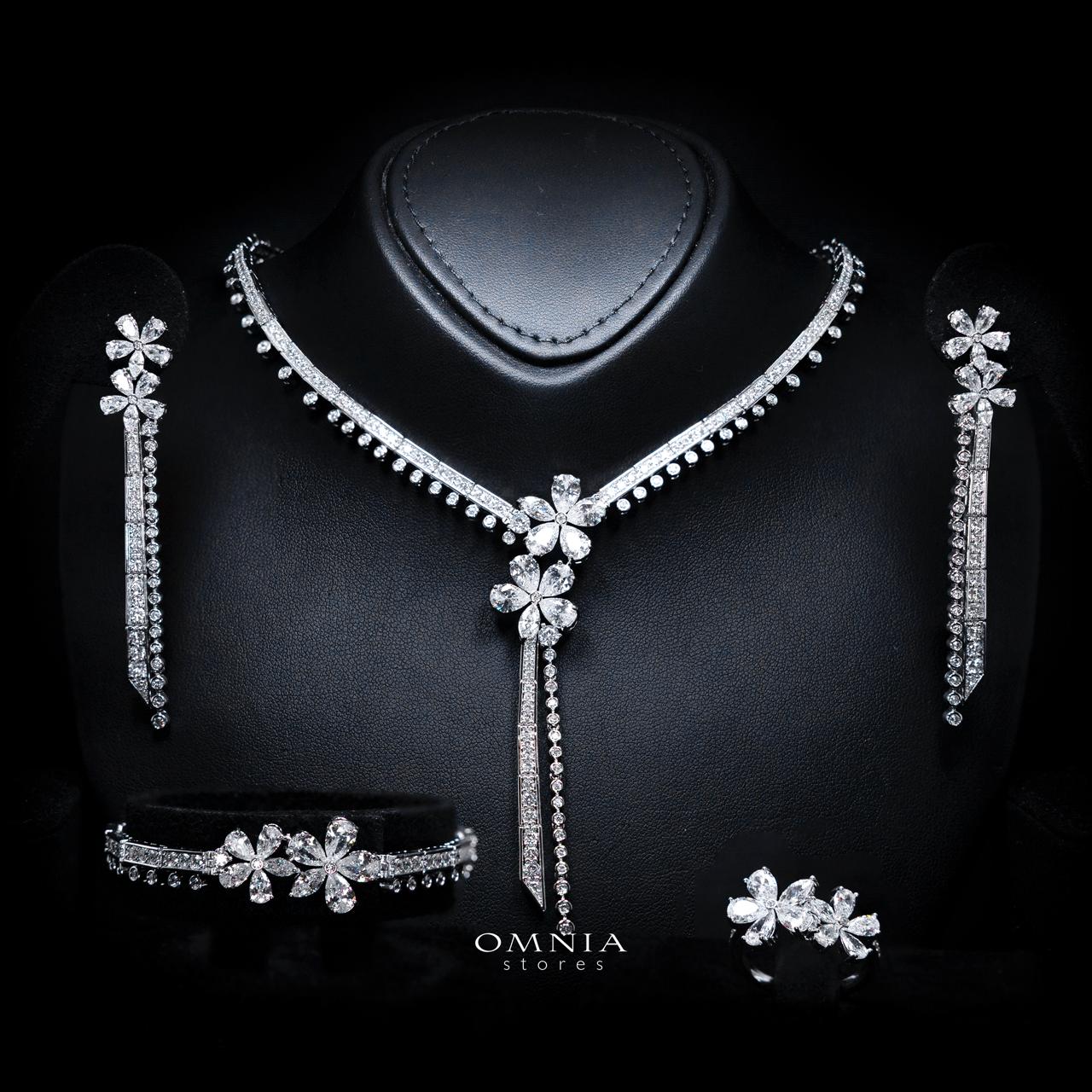 Emmeline White Luxury Bridal Full Set with High-Quality Simulated Diamonds – Rhodium Plated