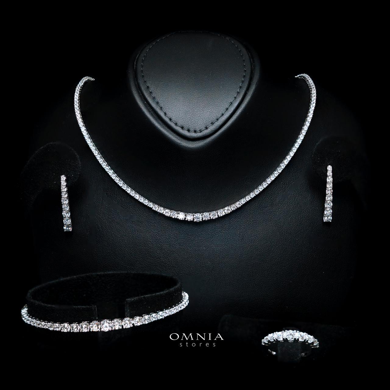 Omnia Zoya White Tennis Necklace, Earrings and Bracelet Set in 925 Silver with High Quality Simulated Diamonds