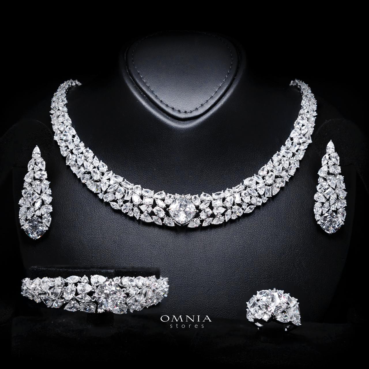 Roxane White Luxury Bridal Full Set with High-Quality Simulated Diamonds – Rhodium Plated