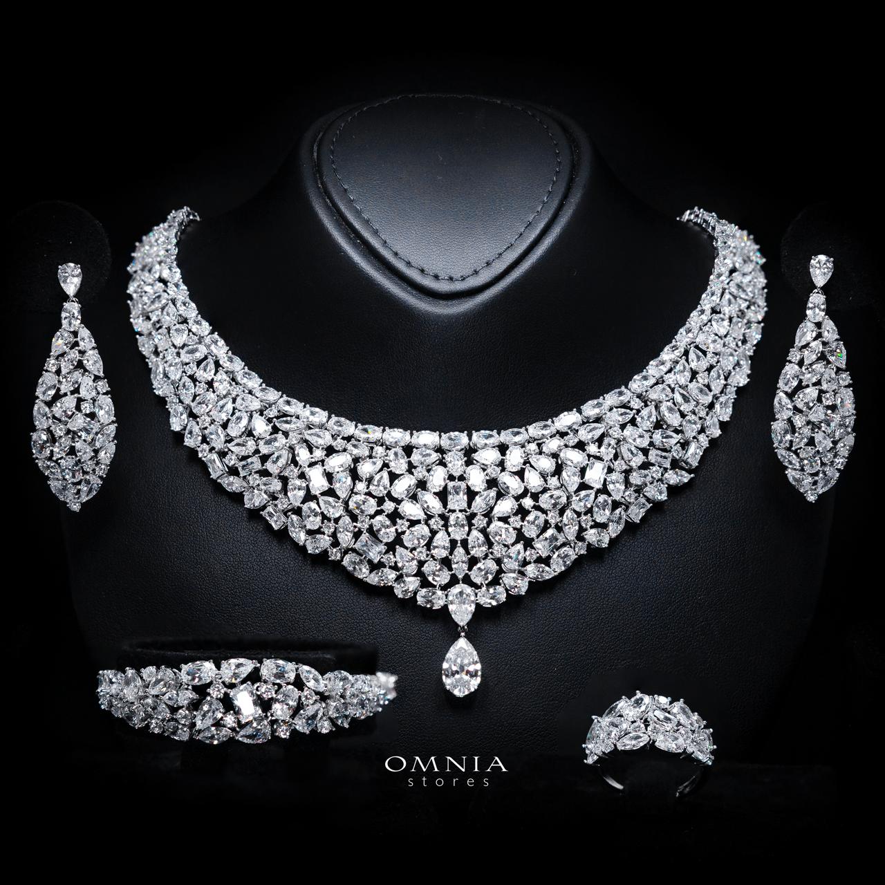 Maya White Luxury Bridal Full Set with High-Quality Simulated Diamonds – Rhodium Plated