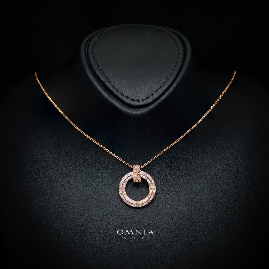 Omnia Sakina Rose Glod Pendant Necklace In 925 Silver High Quality Certified Lab Crafted Stones