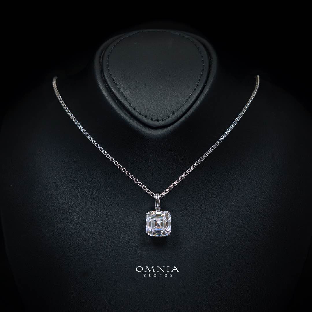 Omnia Ruhina White Cushion Cut Pendant Necklace In 925 Silver High Quality Certified Lab Crafted Stones