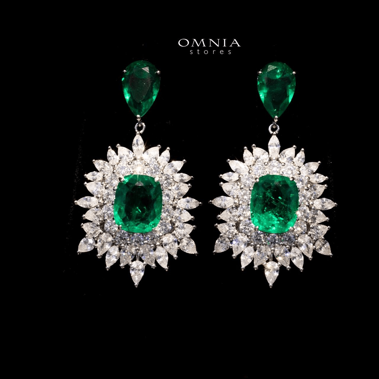 Omnia Thalia Green Earring in 92.5 Silver High Quality Simulated diamonds - OMNIASTORES UAE