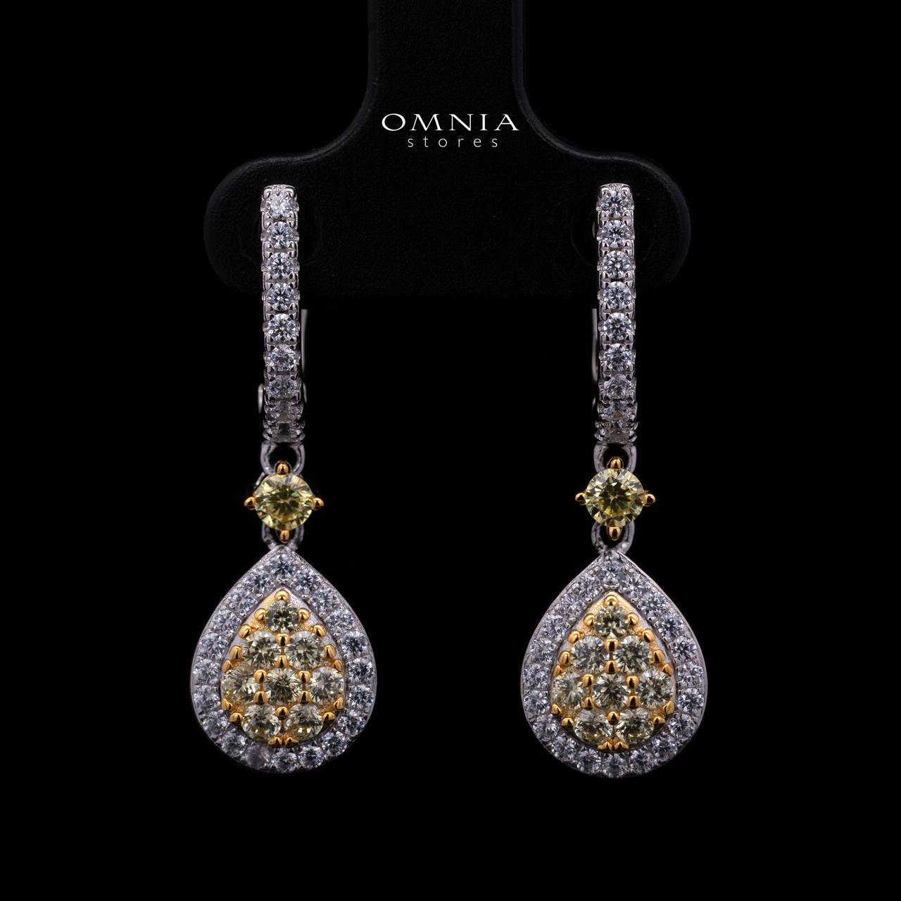 Ahanta Teardrop Hook Earrings in 925 Sterling Silver with Premium Simulated Diamond