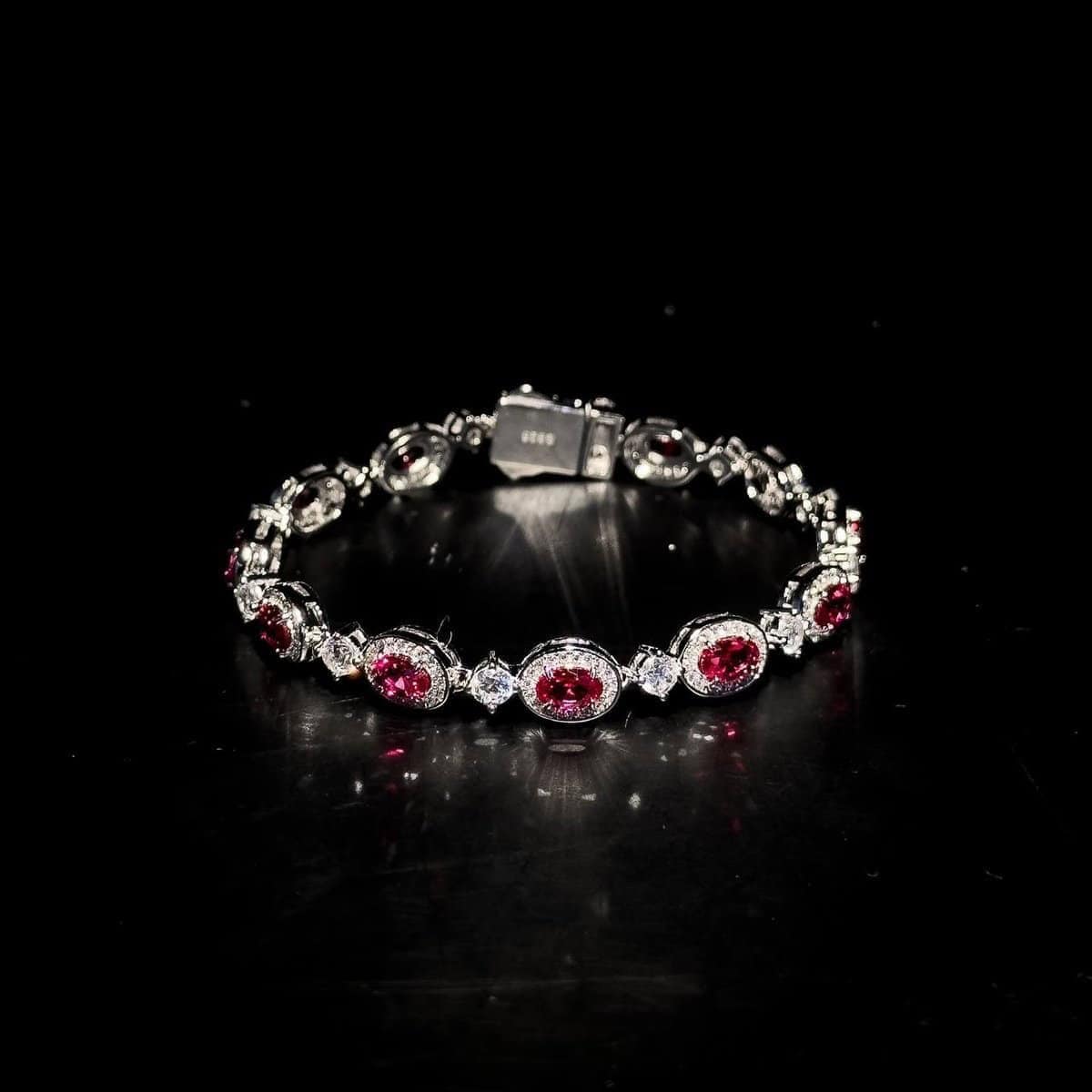 Omnia Asiya Maroon Bracelet 92.5 Silver In High Quality Simulated diamonds - OMNIASTORES UAE