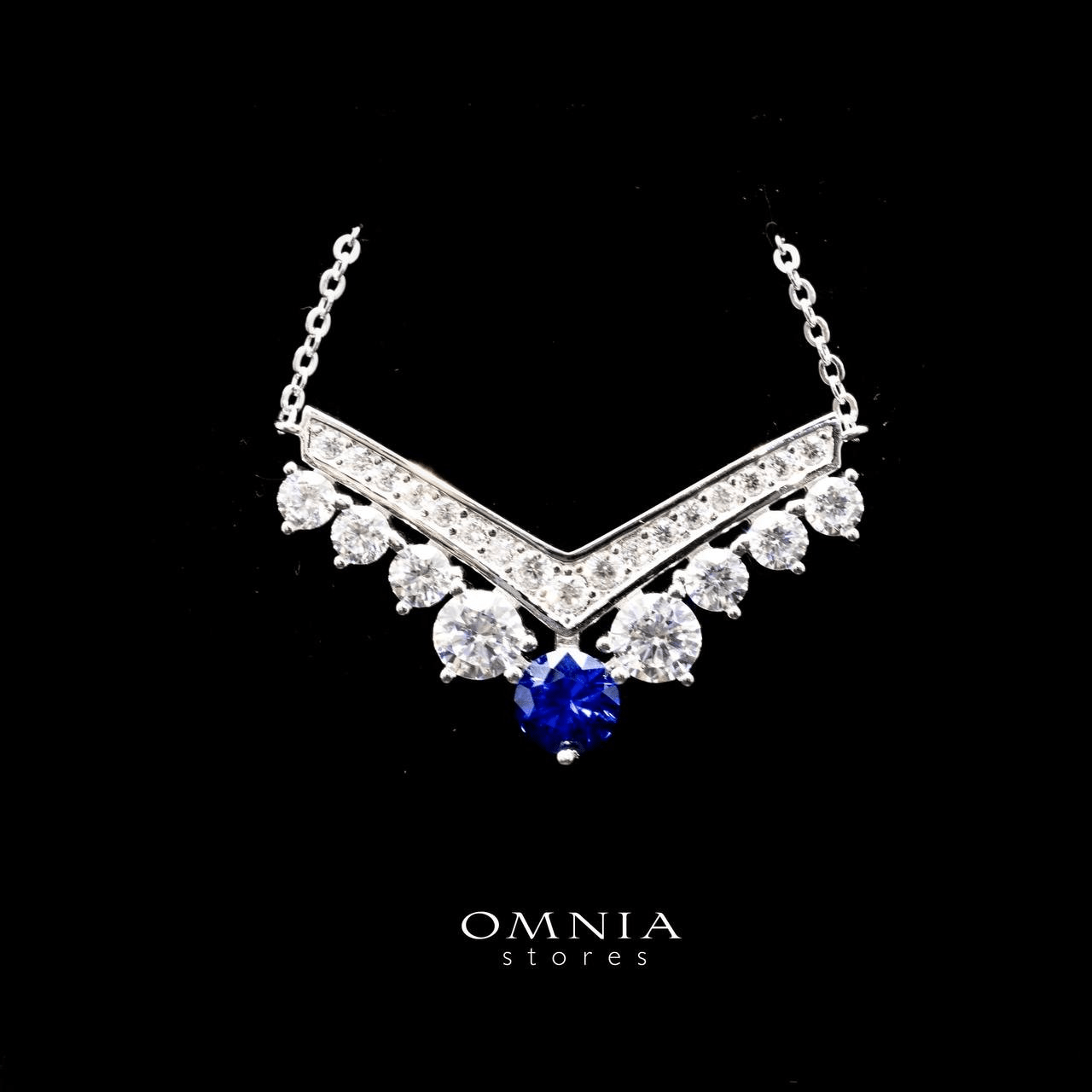 Omnia Layla Blue Necklace in 92.5 Silver with High Quality Simulated Diamonds - OMNIASTORES UAE