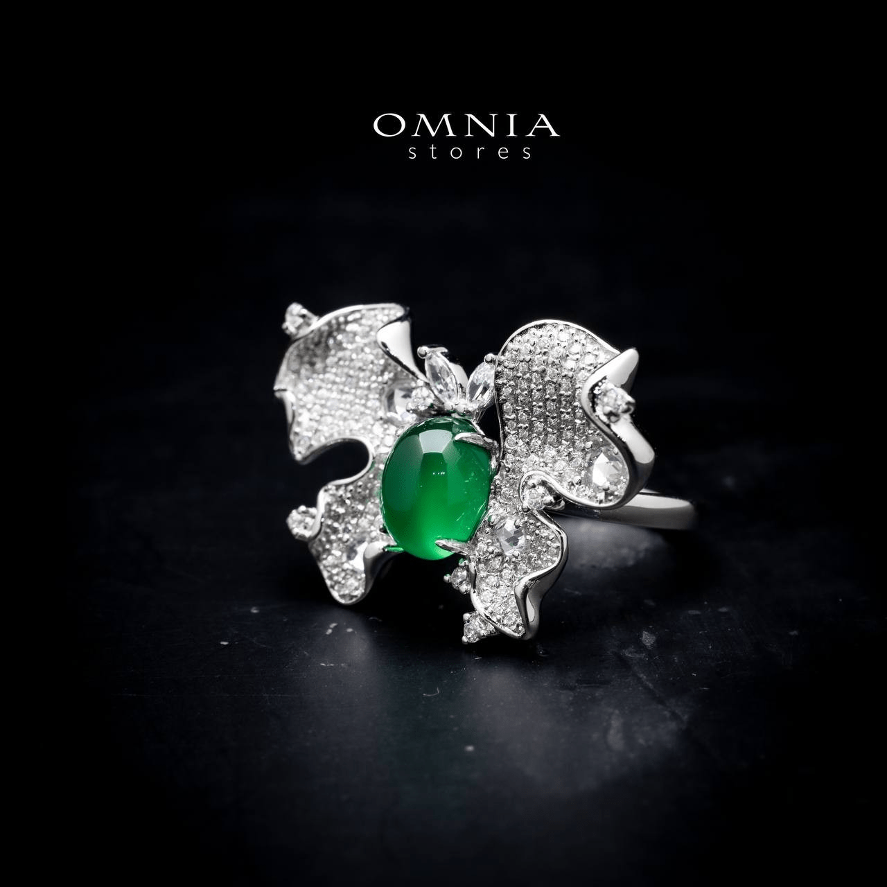 Omnia Dana Butterfly Ring in 92.5 Silver High Quality Simulated Diamonds - OMNIASTORES UAE