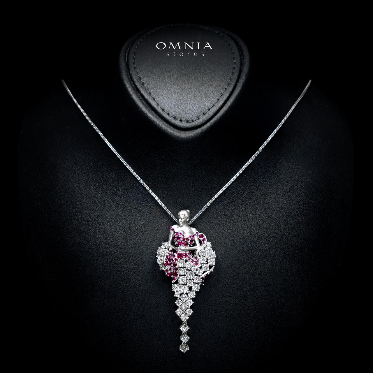 Alodia Ruby Red Necklace with Certified Premium Simulated Diamonds in 925 Sterling Silver