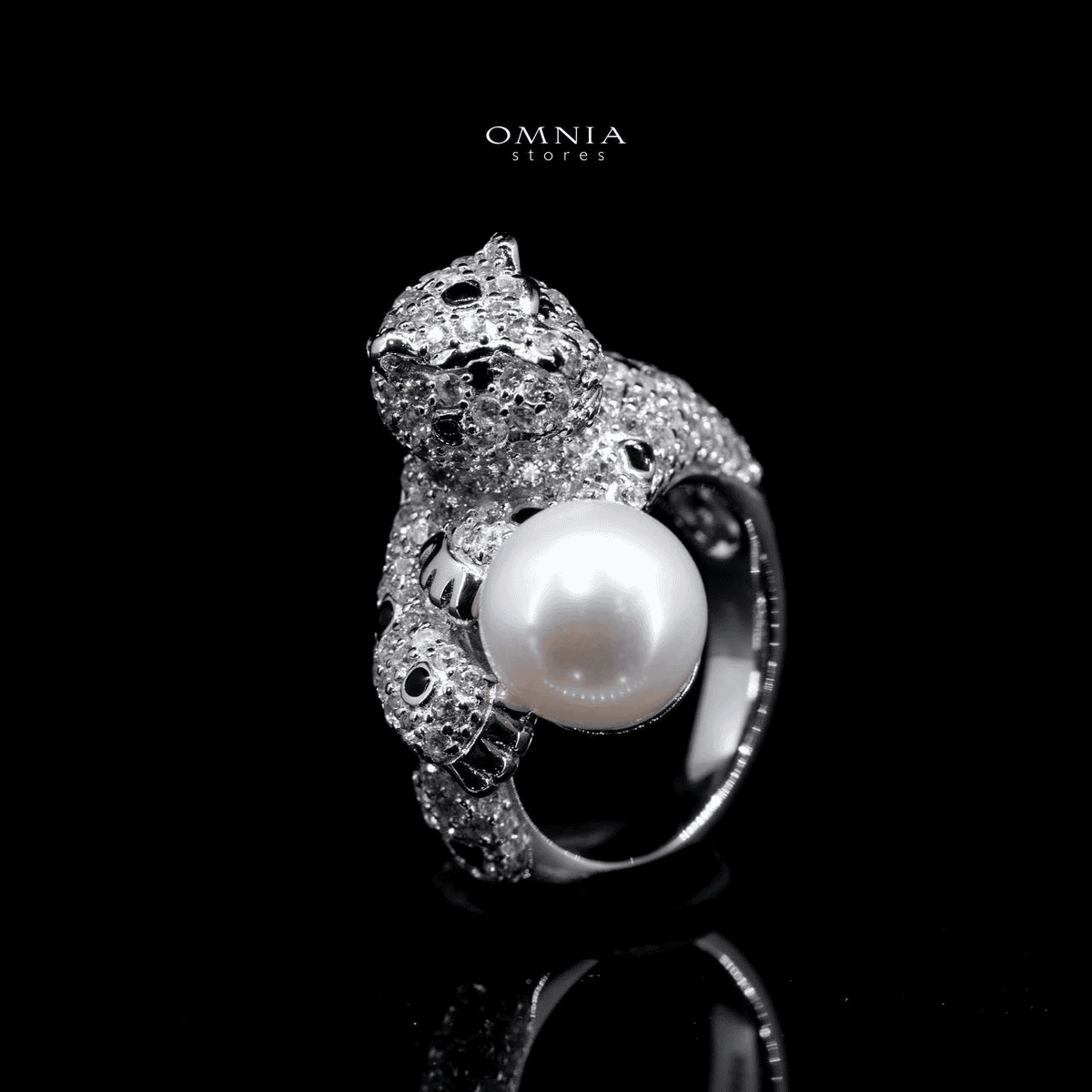 Omnia Mahra Leopard Ring In 92.5 Silver In High Quality Simulated Diamonds - OMNIASTORES UAE